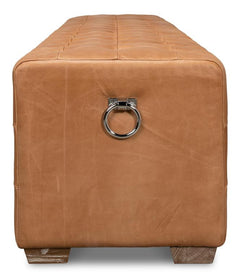 Beam Brown Bench Tufted Leather - Ornate Home