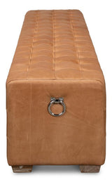 Beam Brown Bench Tufted Leather - Ornate Home