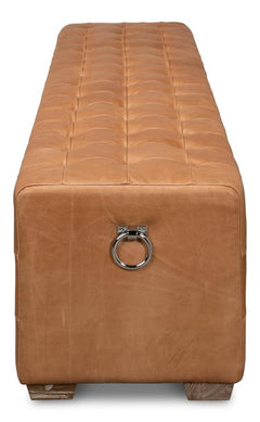 Beam Brown Bench Tufted Leather - Ornate Home