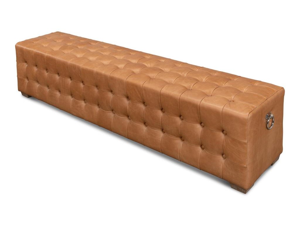 Beam Brown Bench Tufted Leather - Ornate Home