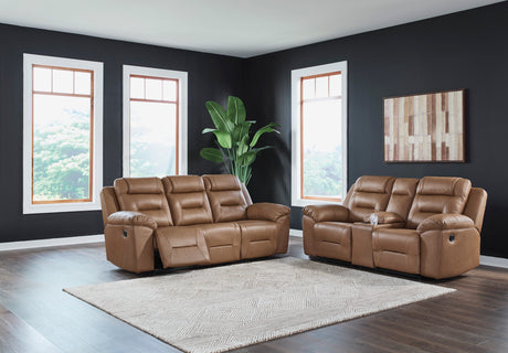 Beaman Peak Toffee Reclining Living Room Set - Ornate Home