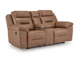 Beaman Peak Toffee Reclining Loveseat with Console - Ornate Home
