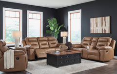 Beaman Peak Toffee Reclining Loveseat with Console - Ornate Home