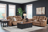 Beaman Peak Toffee Reclining Loveseat with Console - Ornate Home