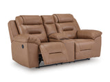 Beaman Peak Toffee Reclining Loveseat with Console - Ornate Home