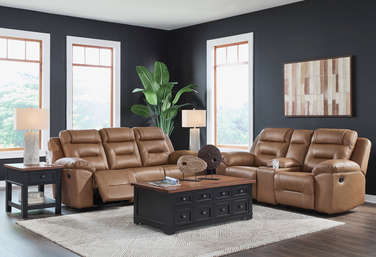 Beaman Peak Toffee Reclining Sofa and Loveseat - Ornate Home