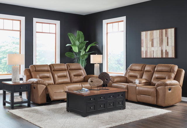 Beaman Peak Toffee Reclining Sofa and Loveseat - Ornate Home