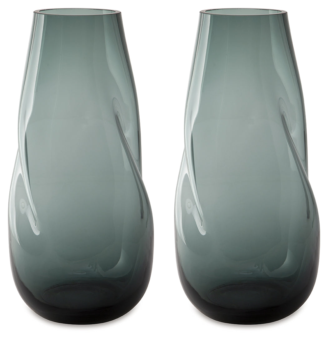Beamund Teal Blue Vase (13.25"H) (Set of 2) - Ornate Home