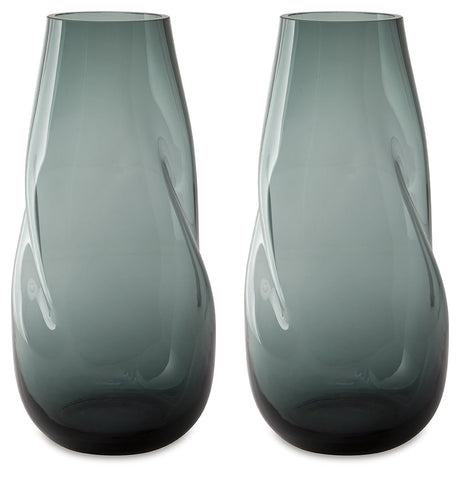 Beamund Teal Blue Vase (13.25"H) (Set of 2) - Ornate Home