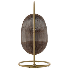 Bean Coffee/White Outdoor Patio Wood Swing Chair With Stand - Ornate Home