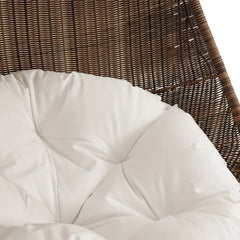 Bean Coffee/White Outdoor Patio Wood Swing Chair With Stand - Ornate Home