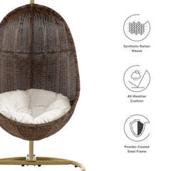 Bean Coffee/White Outdoor Patio Wood Swing Chair With Stand - Ornate Home