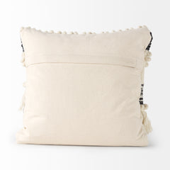 Beardell Cream/Black 18x18 with Tassels Pillow Cover with Down Filler (Set of 2) - 68391-CFD - Ornate Home