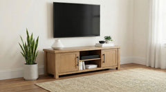 Beasley Golden Oak 2-Door 71-Inch Wood TV Stand Media Console - Ornate Home