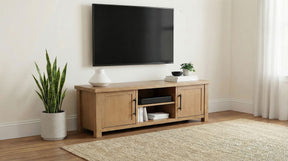 Beasley Golden Oak 2-Door 71-Inch Wood TV Stand Media Console - Ornate Home