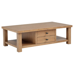 Beasley Golden Oak 2-Drawer Wood Coffee Table - Ornate Home