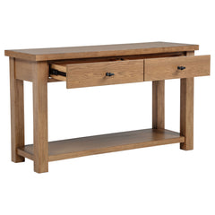 Beasley Golden Oak 2-Drawer Wood Console Table - Ornate Home