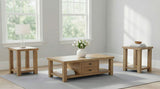 Beasley Golden Oak 3-Piece Wood Coffee Table Set - Ornate Home