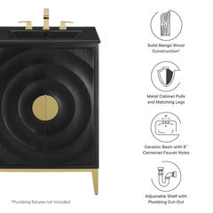 Beau Black 24" Wood Bathroom Vanity with Basin - Ornate Home