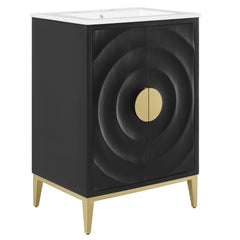 Beau White/Black 24" Wood Bathroom Vanity with Basin - Ornate Home