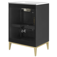 Beau White/Black 24" Wood Bathroom Vanity with Basin - Ornate Home
