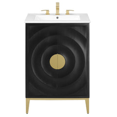 Beau White/Black 24" Wood Bathroom Vanity with Basin - Ornate Home