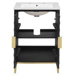 Beau White/Black 24" Wood Bathroom Vanity with Basin - Ornate Home