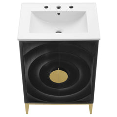 Beau White/Black 24" Wood Bathroom Vanity with Basin - Ornate Home