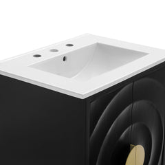 Beau White/Black 24" Wood Bathroom Vanity with Basin - Ornate Home