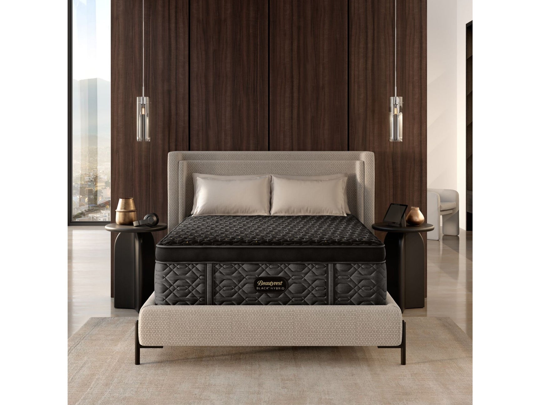 Beautyrest Black® Series Four 16" Black Hybrid Cal King Split Plush Apex Top Mattress - Ornate Home