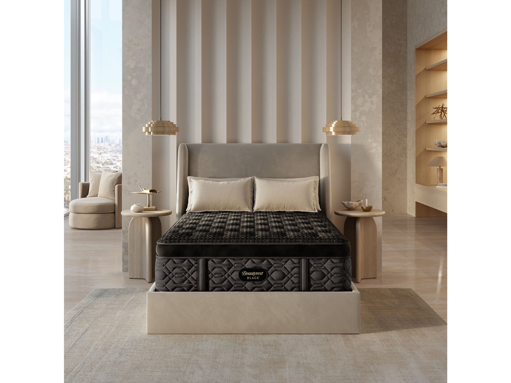 Beautyrest Black Series Four 17.25" Black Innerspring California King Plush Summit Pillow Top Mattress - Ornate Home