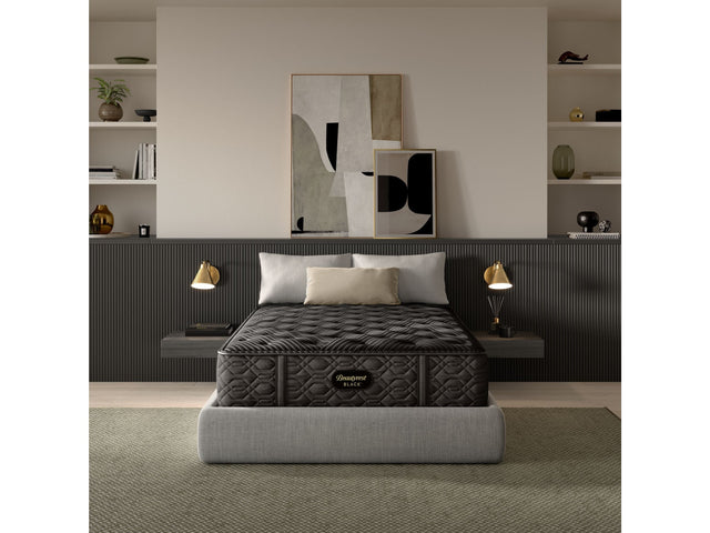 Beautyrest Black Series One 14" Black/Gray Innerspring Queen Plush Mattress - Ornate Home