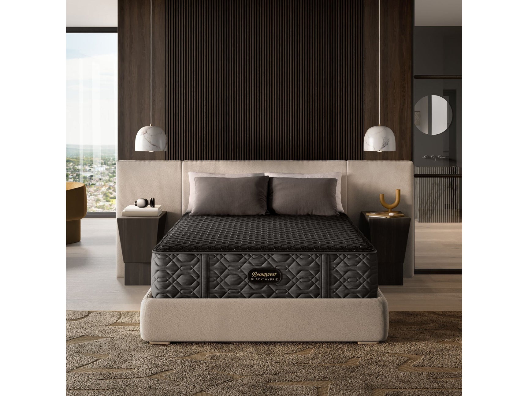 Beautyrest Black® Series Three 14.5" Black Hybrid King Firm Mattress - Ornate Home
