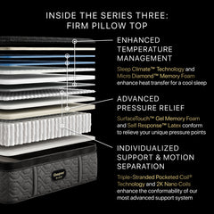 Beautyrest Black Series Three 16.5" Black Innerspring Twin XL Firm Pillow Top Mattress - Ornate Home
