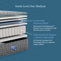 Beautyrest Level One Gray Innerspring Twin XL Medium Mattress - Ornate Home