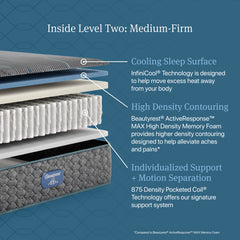 Beautyrest Level Two Gray Hybrid Twin XL Hybrid Medium Firm Mattress - Ornate Home