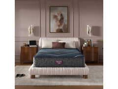 Beautyrest World Class Level Four Gray/Dark Blue Hybrid Cal King Firm Mattress - Ornate Home