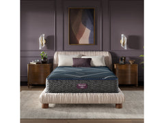 Beautyrest World Class Level Four Gray/Dark Blue Hybrid Full Plush Mattress - Ornate Home