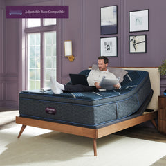 Beautyrest World Class Level Four Gray/Dark Blue Hybrid King Medium Apex PillowTop Mattress - Ornate Home