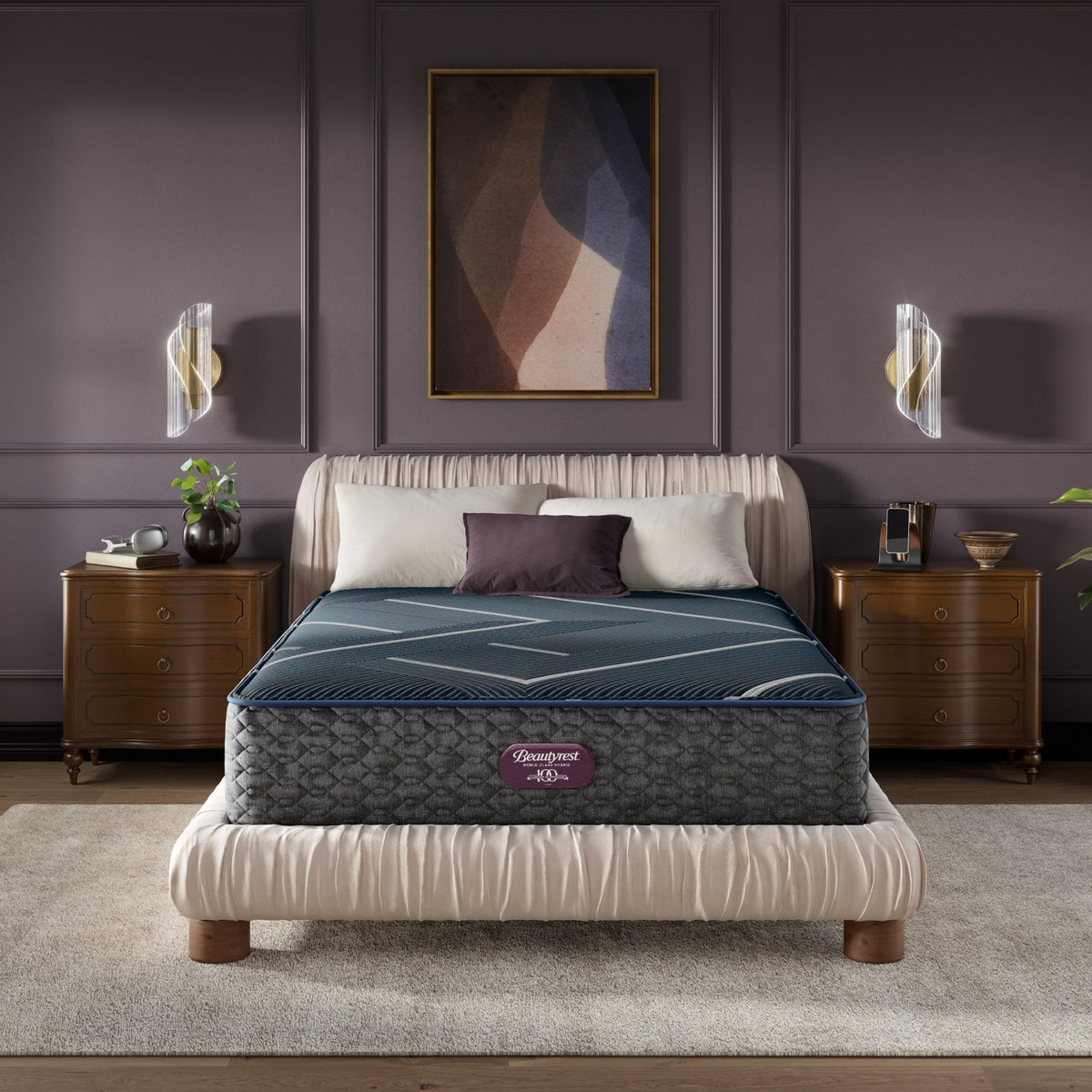 Beautyrest World Class Level Four Gray/Dark Blue Hybrid King Plush Mattress