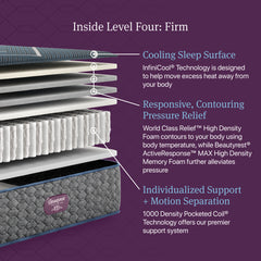 Beautyrest World Class Level Four Gray/Dark Blue Hybrid Queen Firm Mattress - Ornate Home