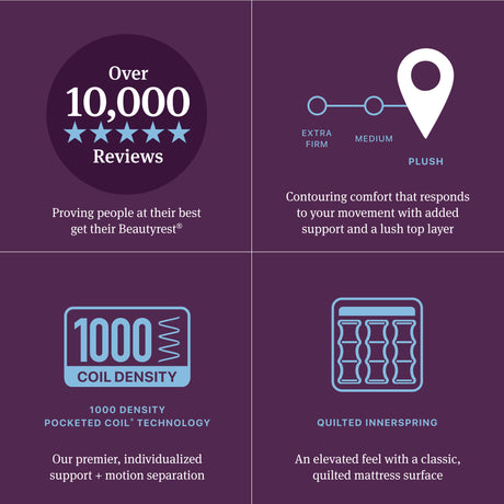 Beautyrest World Class Level Four Gray Innerspring Queen Plush Pillow Top Mattress - Ornate Home