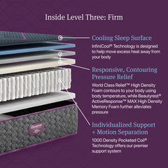 Beautyrest World Class Level Three Gray/Dark Blue Hybrid Cal King Firm Mattress - Ornate Home