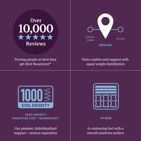 Beautyrest World Class Level Three Gray/Dark Blue Hybrid Cal King Medium Mattress - Ornate Home