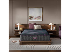 Beautyrest World Class Level Three Gray/Dark Blue Hybrid Cal King Plush Mattress - Ornate Home