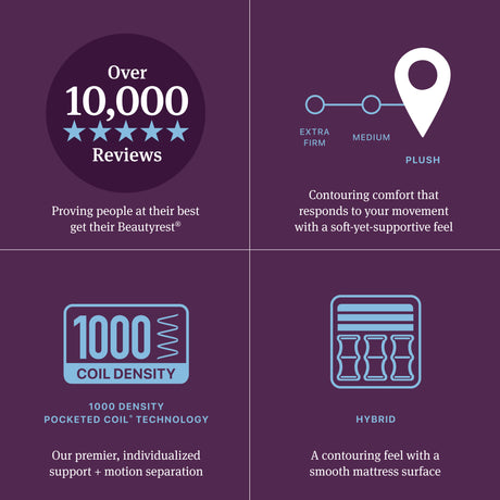 Beautyrest World Class Level Three Gray/Dark Blue Hybrid Full Plush Mattress - Ornate Home