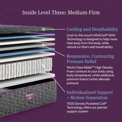 Beautyrest World Class Level Three Gray Innerspring Queen Medium Firm Mattress - Ornate Home