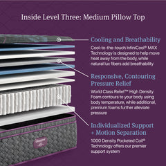 Beautyrest World Class Level Three Gray Innerspring Queen Medium Pillow Top Mattress - Ornate Home