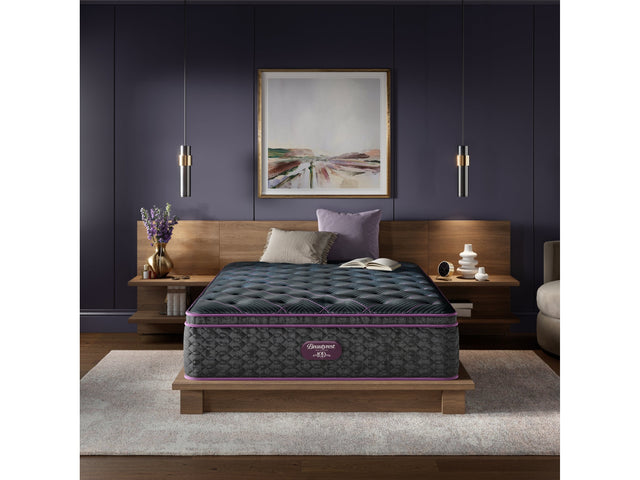 Beautyrest World Class Level Three Gray Innerspring Queen Plush Pillow Top Mattress - Ornate Home