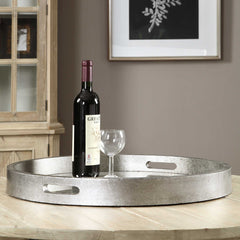 Bechet Silver Round Tray - Ornate Home